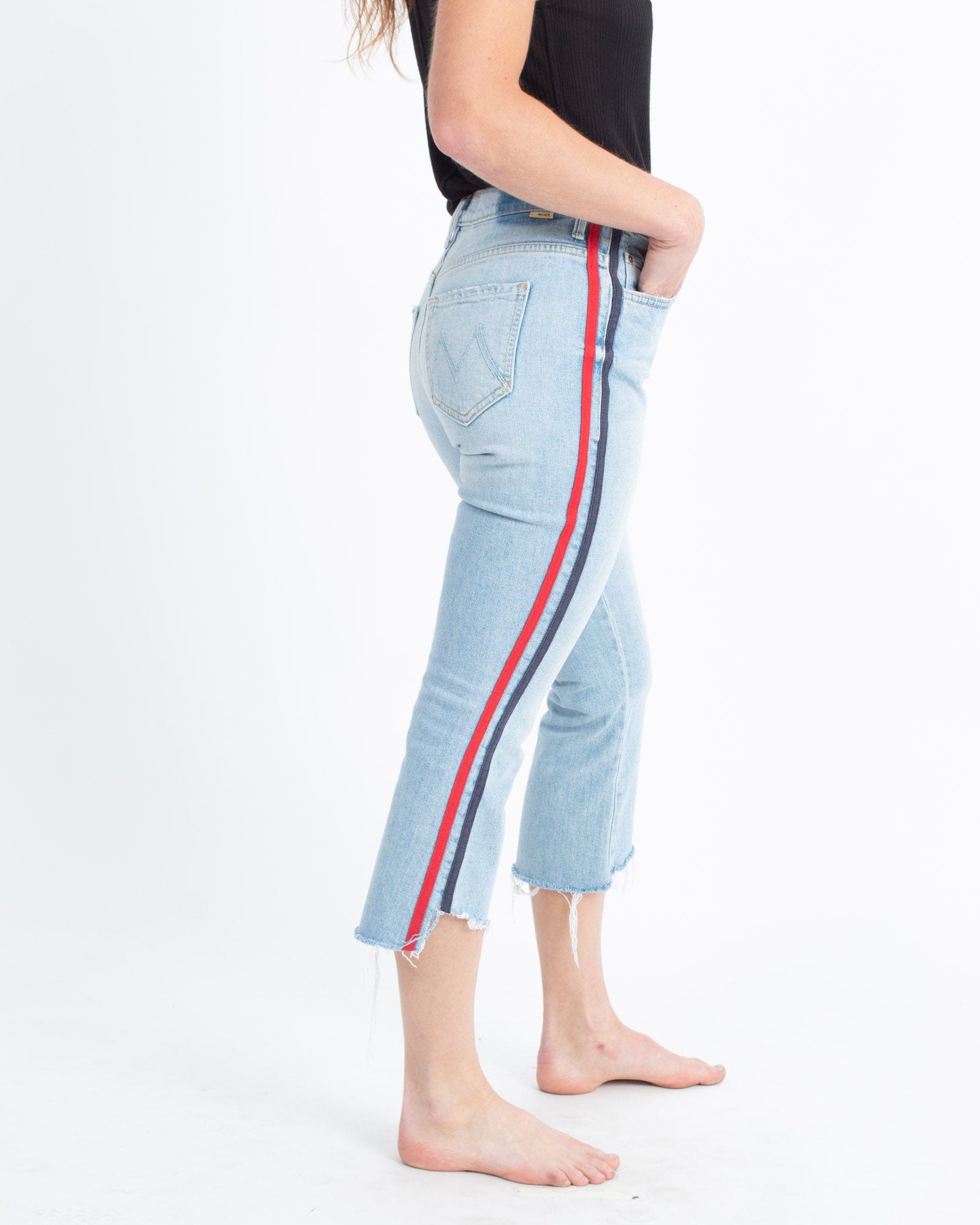 Mother racer stripe sales jeans