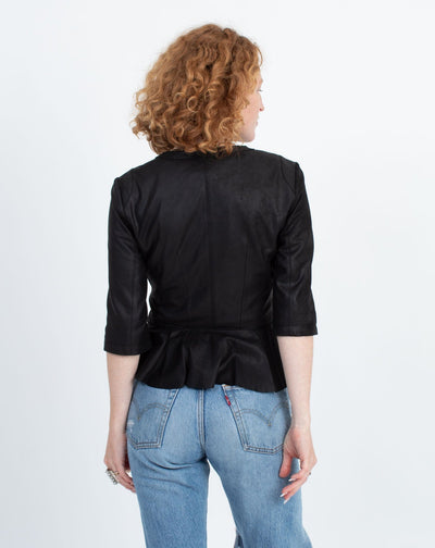 My Tribe Clothing Small "Button Ruffle" Leather Jacket