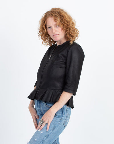 My Tribe Clothing Small "Button Ruffle" Leather Jacket