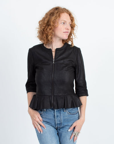 My Tribe Clothing Small "Button Ruffle" Leather Jacket