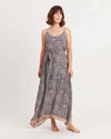 Natalie Martin Clothing Large Silk Maxi Dress with Waist Tie