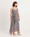 Natalie Martin Clothing Large Silk Maxi Dress with Waist Tie