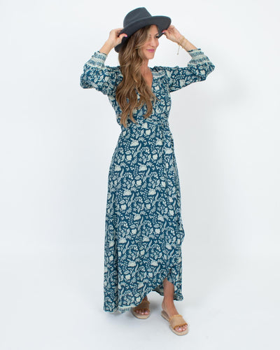 Natalie Martin Clothing XS Printed Long Sleeve Wrap Dress