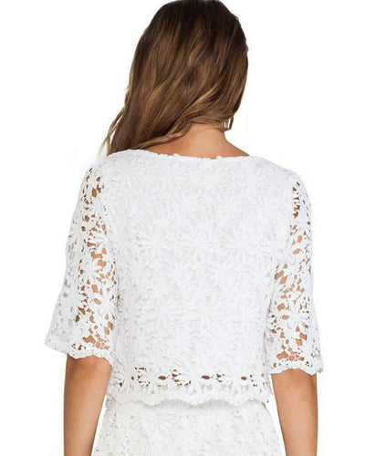 Nightcap Clothing Small "Daisy" Lace Crochet Crop Top