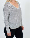 Nili Lotan Clothing Large Long Sleeve V-Neck Pullover Striped Sweater