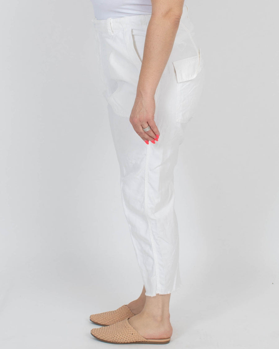 Nili Lotan Clothing Medium | US 10 White "Jenna Crop Stretch Twill" Pants