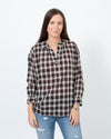 Nili Lotan Clothing Small Brown Plaid Blouse