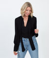 Nili Lotan Clothing Small Long Sleeve Poet Neck Silk Top