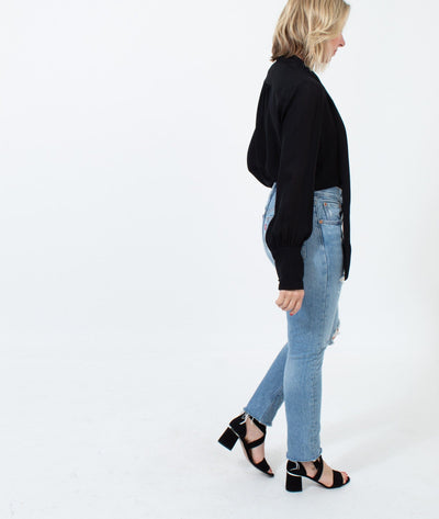 Nili Lotan Clothing Small Long Sleeve Poet Neck Silk Top
