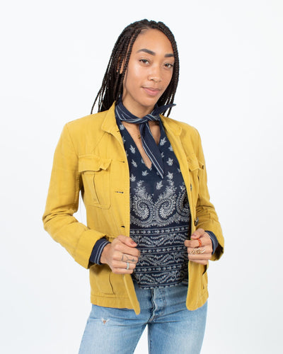 Nili Lotan Clothing XS Mustard Yellow Button Down Jacket