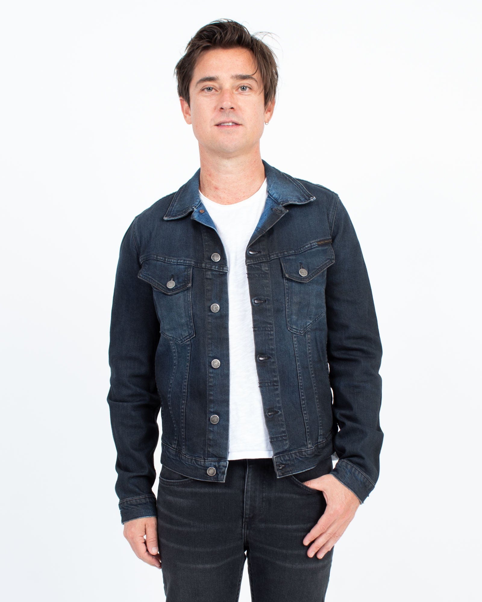 NEW ! NUDIE JEANS PERRY ORG. BACK 2 BLACK Men's Trucker