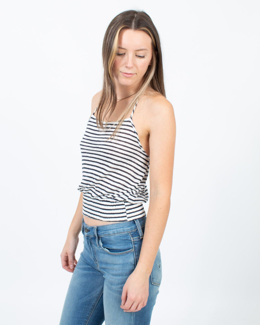Olivaceous Clothing Small Striped Halter Neck Blouse