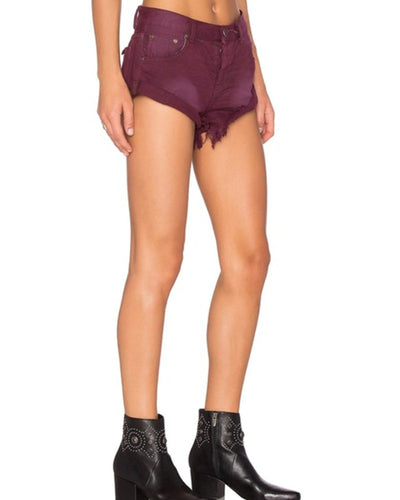 One x One Teaspoon Clothing Small | 27 "Bandits" burgundy denim shorts