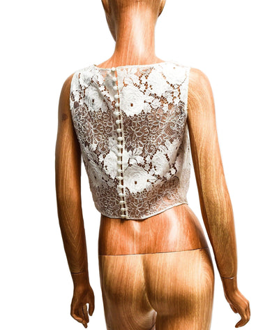 OTADUY Clothing Medium | US 8 I FR 40 Sheer Lace Top with Button Closures