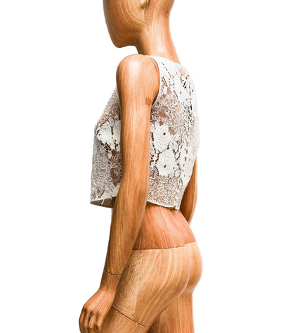 OTADUY Clothing Medium | US 8 I FR 40 Sheer Lace Top with Button Closures