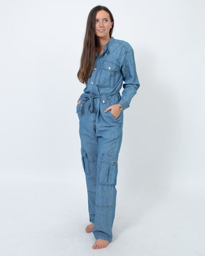 Overlover Clothing Small Long Sleeve Denim Jumpsuit