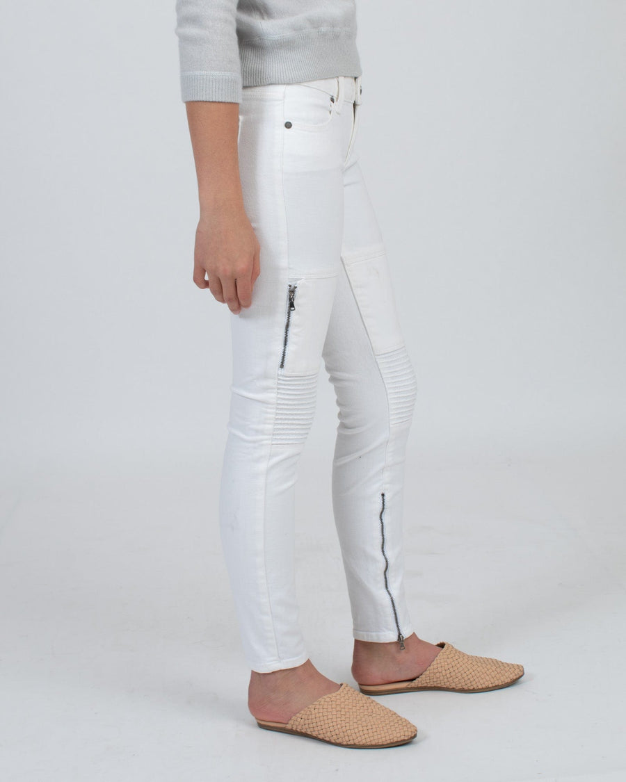 Paige Clothing XS | US 24 White Moto Skinny Jeans