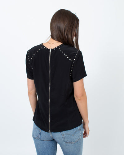 Pam & Gela Clothing Medium | US 6 Studded Short Sleeve Top