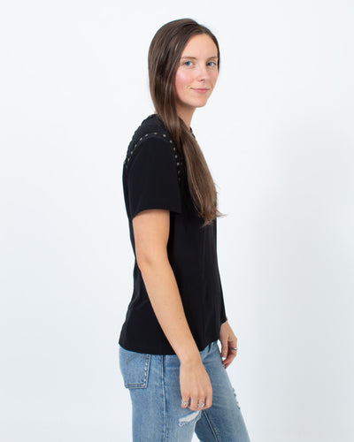 Pam & Gela Clothing Medium | US 6 Studded Short Sleeve Top