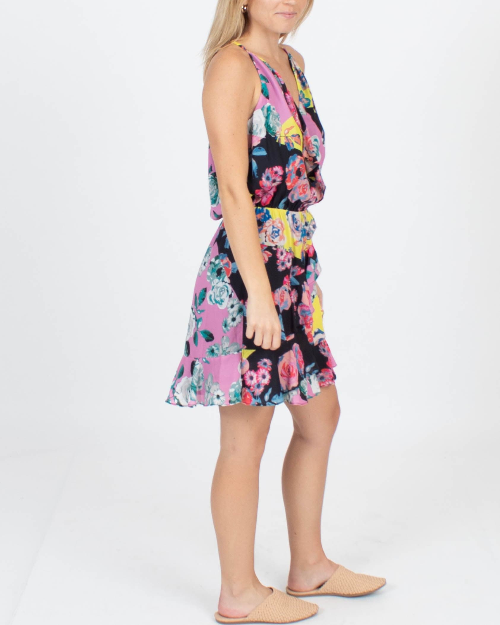Parker Clothing Small Multi- Colored Floral Ruffle Dress
