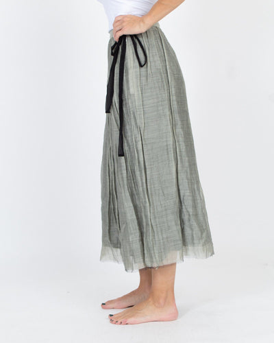 Pas De Calais Clothing Small Linen Blend Gathered Midi Skirt