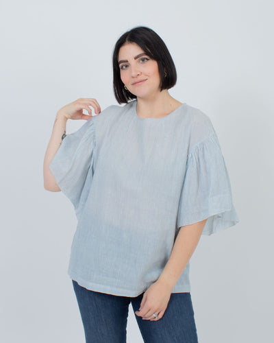 Pomandère Clothing Large | US 10 I IT 40 Striped Flared-Sleeve Top