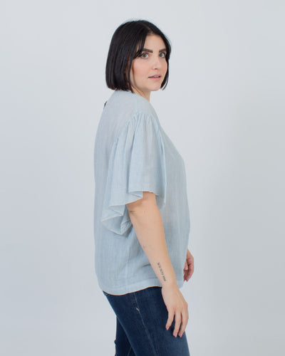 Pomandère Clothing Large | US 10 I IT 40 Striped Flared-Sleeve Top