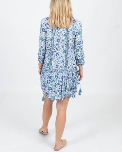Poupette St Barth Clothing Small Blue Floral Button Front Dress