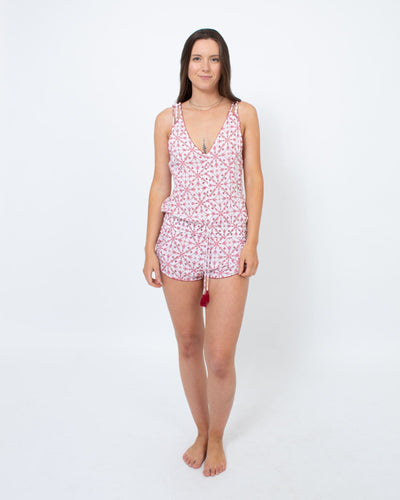 Poupette St Barth Clothing Small Printed V-Neck Romper