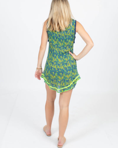 Poupette St Barth Clothing Small Silk Fringe Trim Mini Dress