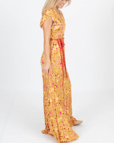 Poupette St Barth Clothing Small Yellow Floral Maxi Dress