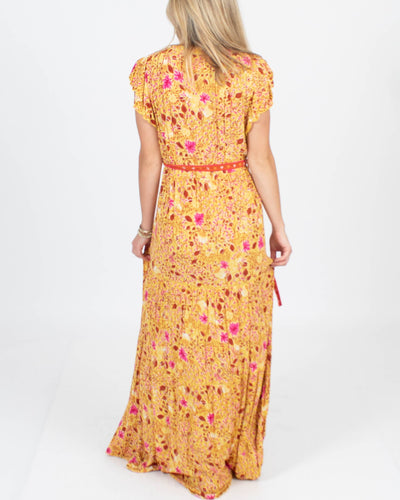 Poupette St Barth Clothing Small Yellow Floral Maxi Dress