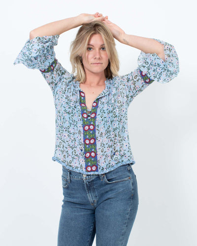 Poupette St Barth Clothing XS Printed Floral Blouse