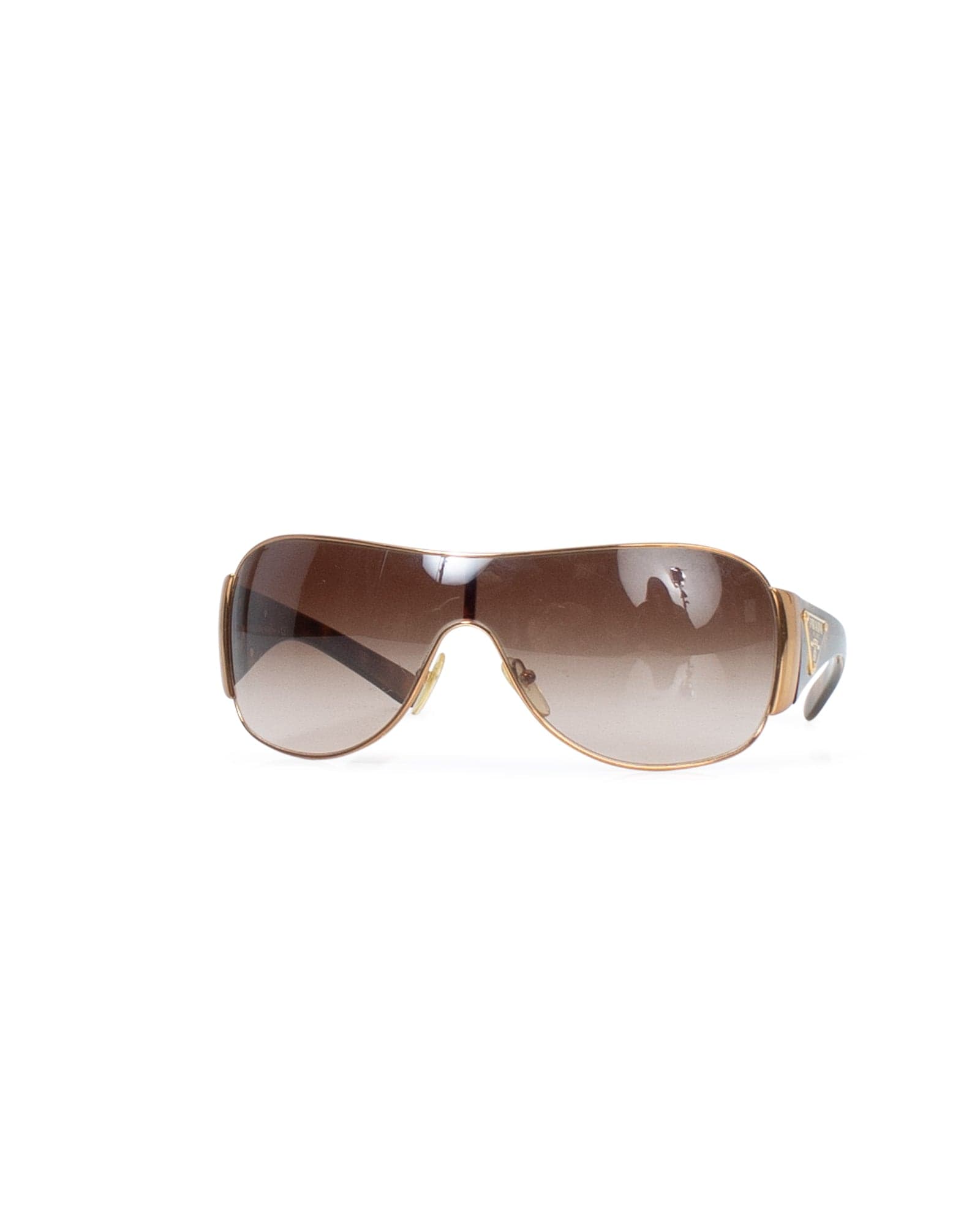 Prada Accessories One Size Prada Amber and Tortoise Shield Sunglasses
