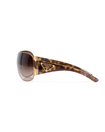 Prada Accessories One Size Prada Amber and Tortoise Shield Sunglasses