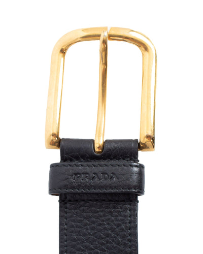Prada Accessories One Size | US 32 Black Leather Belt