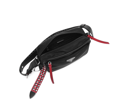 Prada Bags One Size Prada New Vela Studded Nylon Bag in Black and Red