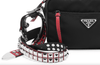 Prada Bags One Size Prada New Vela Studded Nylon Bag in Black and Red