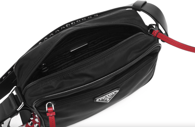 Prada Bags One Size Prada New Vela Studded Nylon Bag in Black and Red