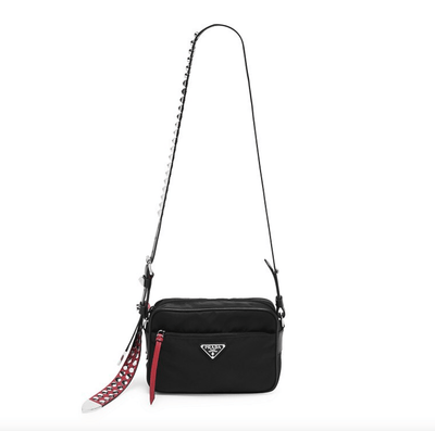 Prada Bags One Size Prada New Vela Studded Nylon Bag in Black and Red