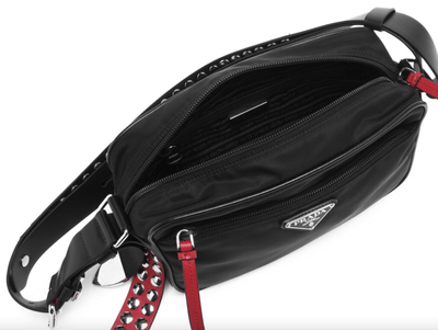 Prada Bags One Size Prada New Vela Studded Nylon Bag in Black and Red