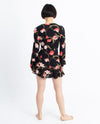 Privacy Please Clothing XS Black Floral Wrap Mini Dress