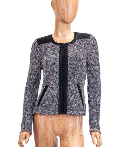 Rag and Bone Clothing Small Woven Jacket with Leather Trim