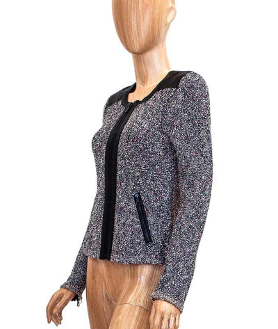 Rag and Bone Clothing Small Woven Jacket with Leather Trim