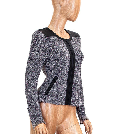 Rag and Bone Clothing Small Woven Jacket with Leather Trim