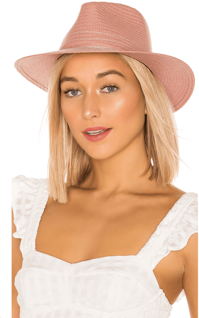 Rag & Bone Accessories Large Pink Packable Straw Fedora