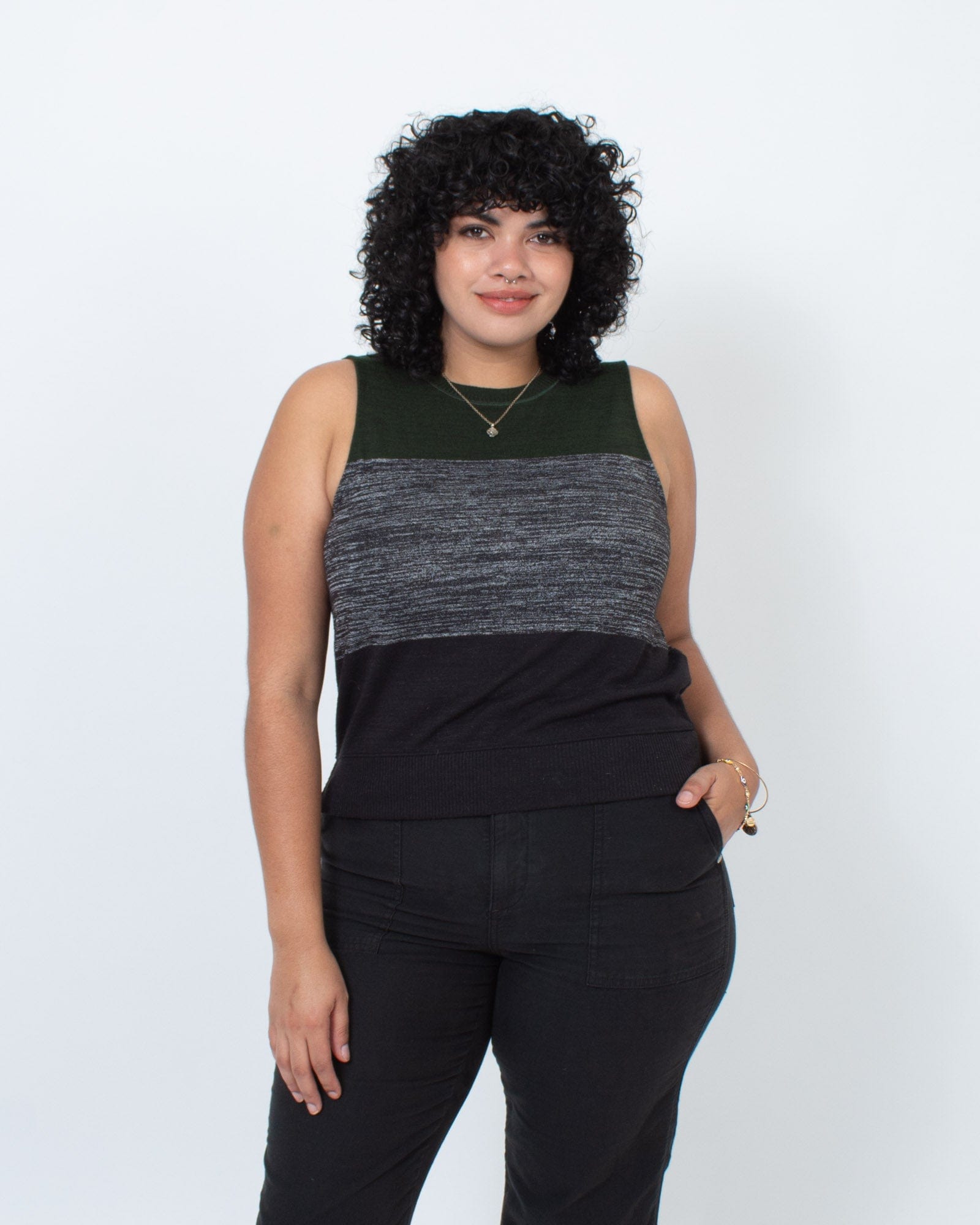 Rag & Bone Clothing Large Color Block Sleeveless Sweater