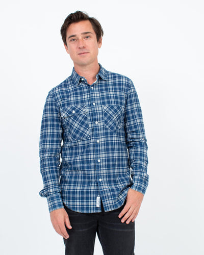 Rag & Bone Clothing Medium Plaid Chambray Button Down