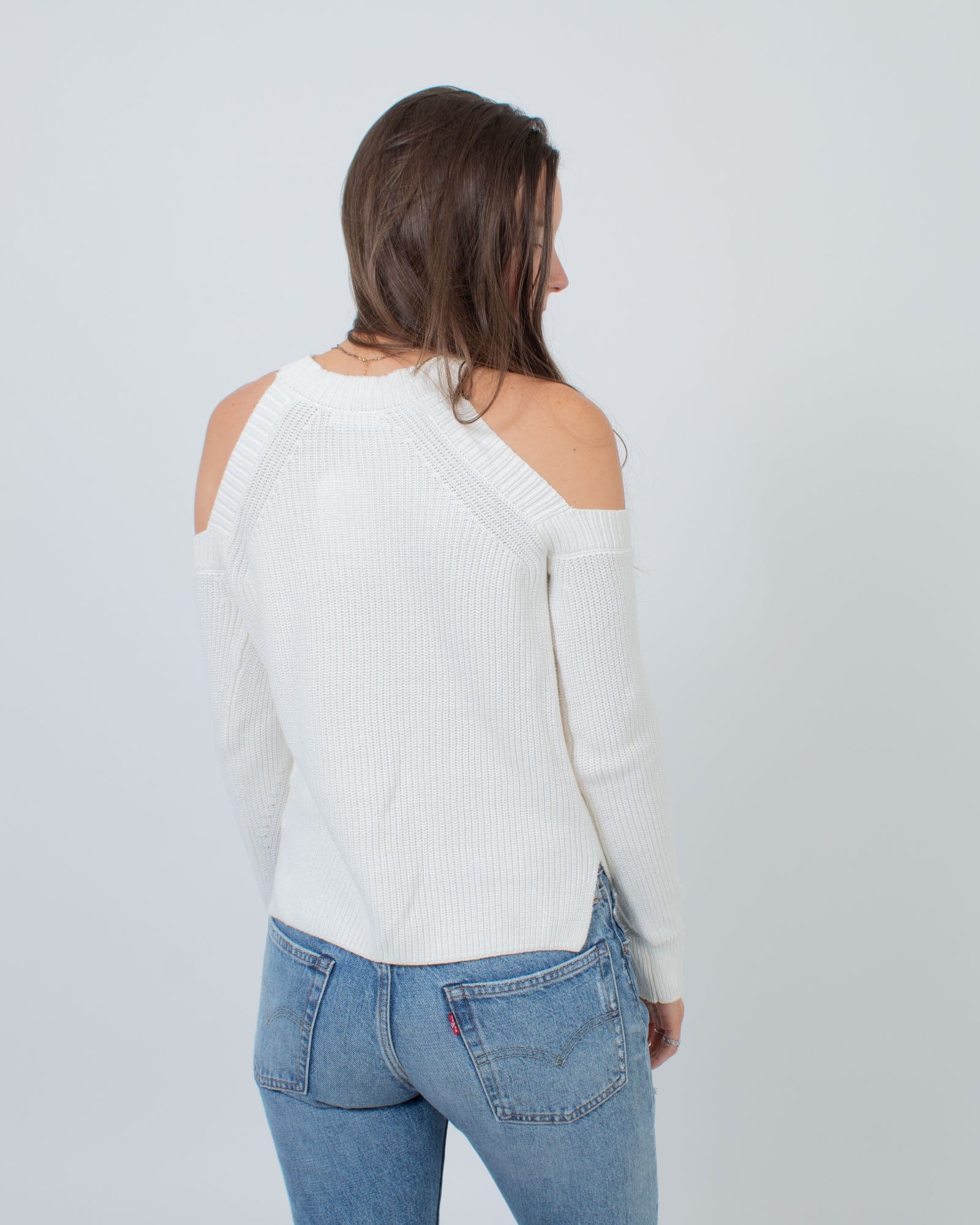 White open shoulder sweater Clearance