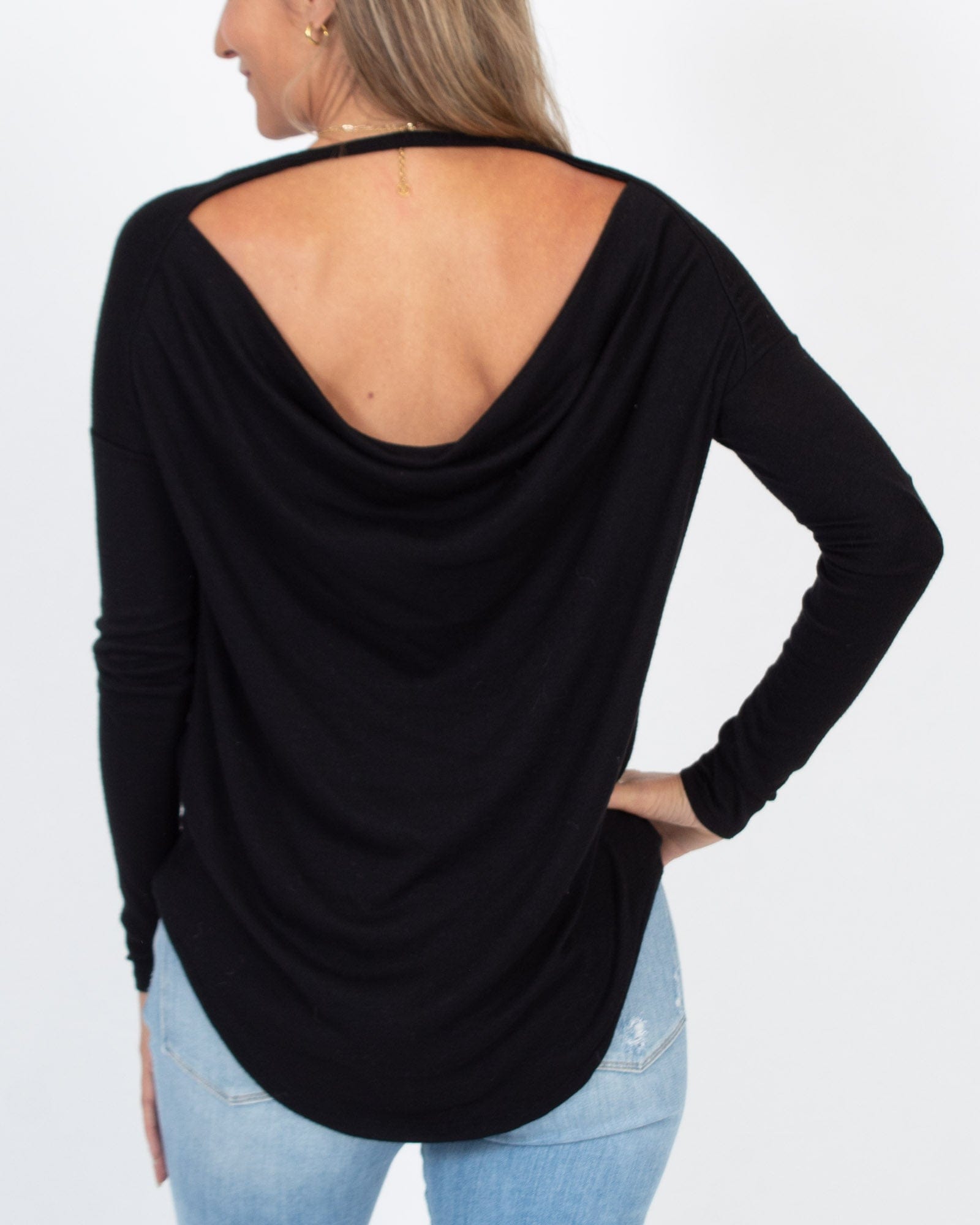 Long Sleeve Open Back Knit Top The Revury
